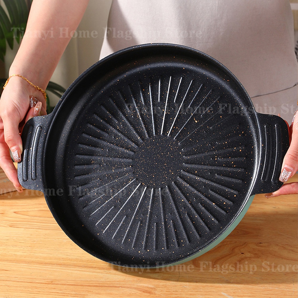 Korean Bbq Grill - Piastra per Barbecue Rotonda Antiaderente, Griglia