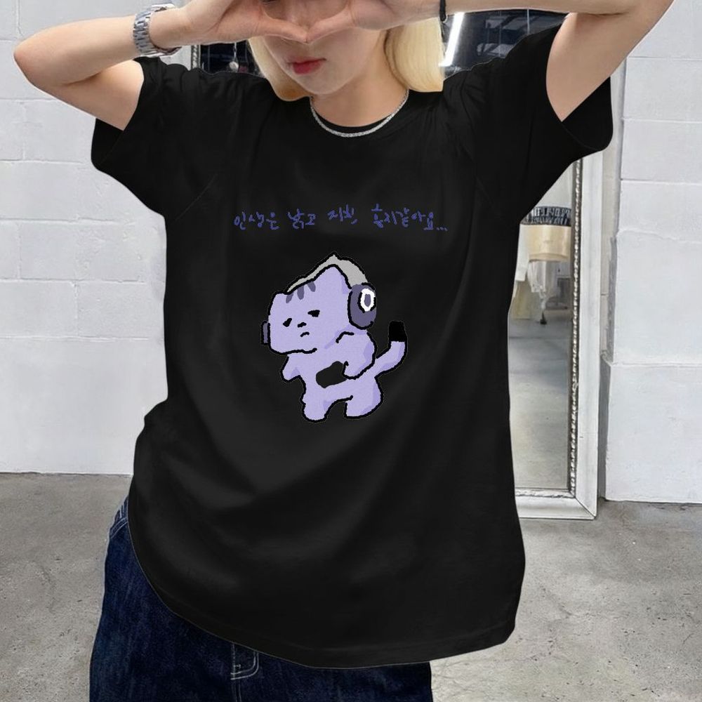 T-shirt con stampa di testo 'L - Korean Women Lifestyle recensione e prezzo